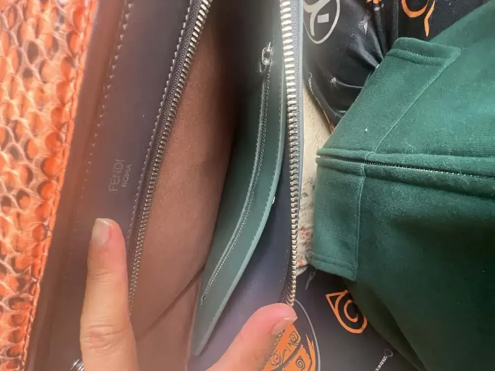 Fendi Dotcom Leather and Python Satchel Bag